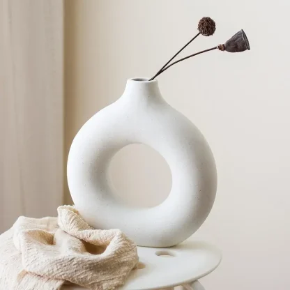 Round Flower Vase with Hollow Out Design - Image 5