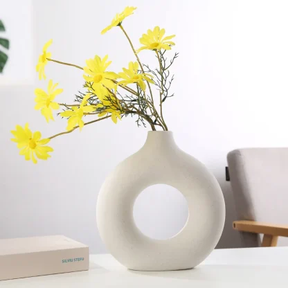 Round Flower Vase with Hollow Out Design - Image 4