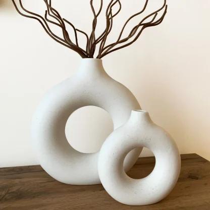 Round Flower Vase with Hollow Out Design - Image 6