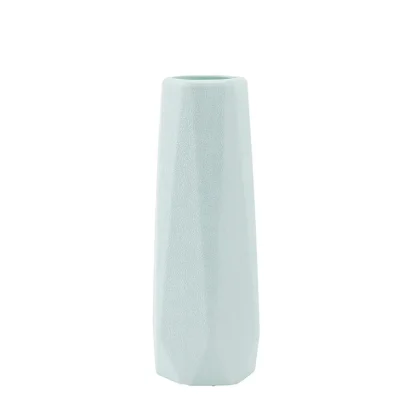 Solid Color Flower Vase with Geometric Design - Image 2