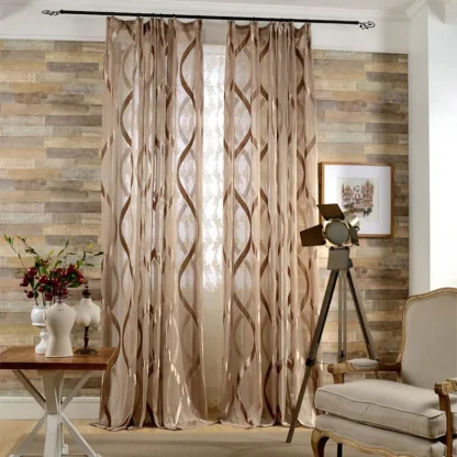 Shiny Sheer Curtain with Wavy Pattern