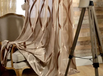 Shiny Sheer Curtain with Wavy Pattern - Image 3