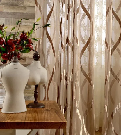 Shiny Sheer Curtain with Wavy Pattern - Image 2