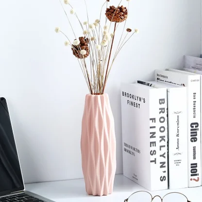 Imitation Ceramic Vase with Geometric Design
