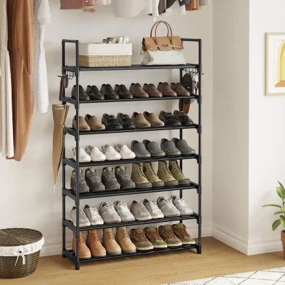 Black Shoe Rack with Multilayered Design
