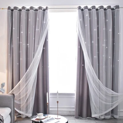 Double Layered Curtains with Hollow Out Star - Image 15