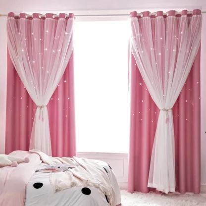 Double Layered Curtains with Hollow Out Star - Image 7