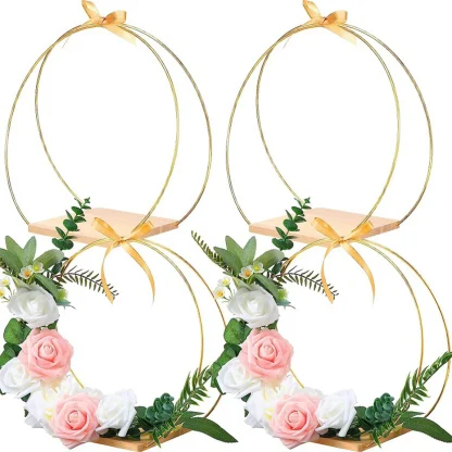 Floral Decoration Centerpiece with Wooden Stand - Image 3
