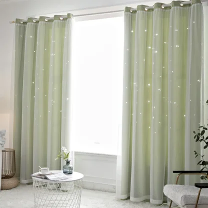 Double Layered Curtains with Hollow Out Star - Image 12