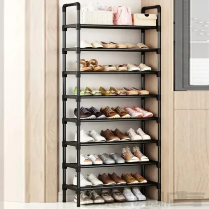 Black Shoe Rack with Multilayered Design - Image 3