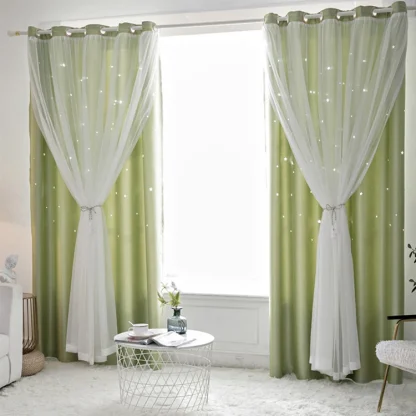 Double Layered Curtains with Hollow Out Star - Image 11