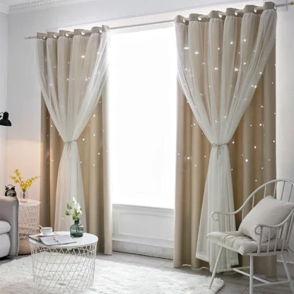 Double Layered Curtains with Hollow Out Star - Image 14