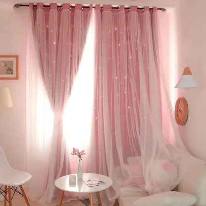 Double Layered Curtains with Hollow Out Star
