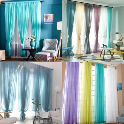 Lightweight Transparent Plain Color Curtains - Image 11