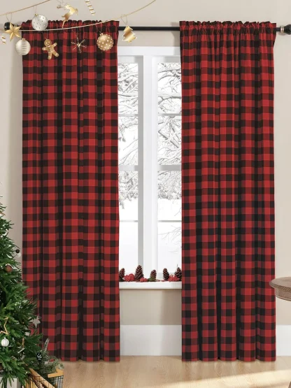 Retro Plaid Curtains for Holidays - Image 4