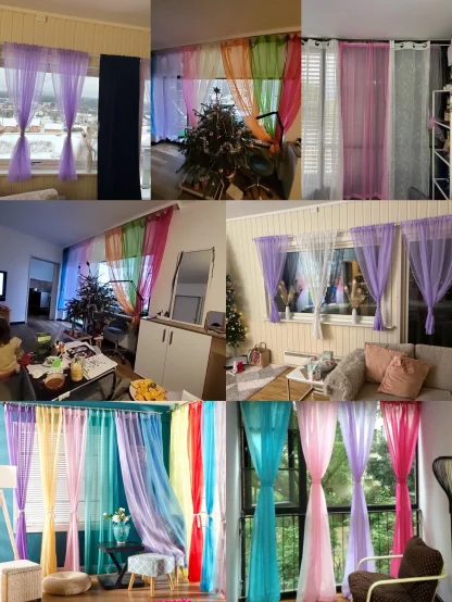 Flowy Sheer Curtains with Plain Color Design - Image 5