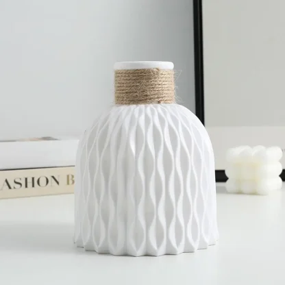 Decorative Rustic Flower Vase with Rope Design - Image 9