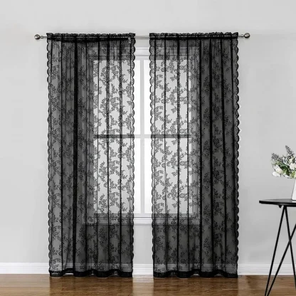 Lacey Curtains with Transparent Design - Image 2
