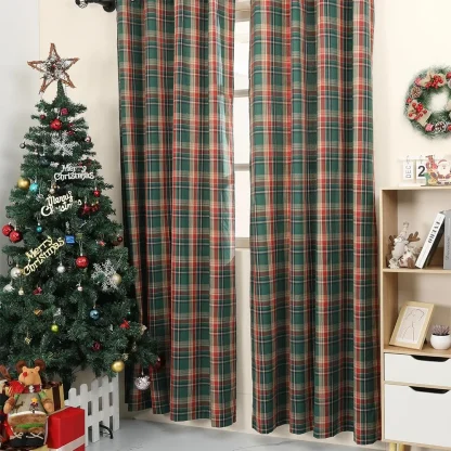 Retro Plaid Curtains for Holidays