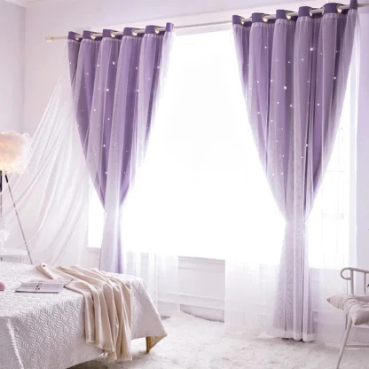 Double Layered Curtains with Hollow Out Star - Image 10