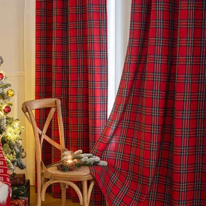 Retro Plaid Curtains for Holidays - Image 3