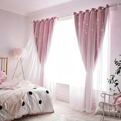 Double Layered Curtains with Hollow Out Star - Image 8