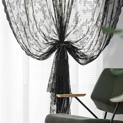 Lacey Curtains with Transparent Design - Image 4