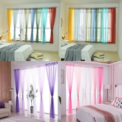 Lightweight Transparent Plain Color Curtains - Image 10