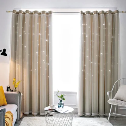 Double Layered Curtains with Hollow Out Star - Image 13