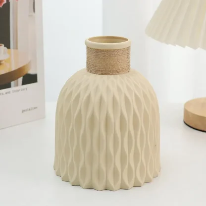 Decorative Rustic Flower Vase with Rope Design - Image 7