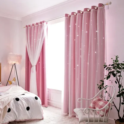 Double Layered Curtains with Hollow Out Star - Image 2