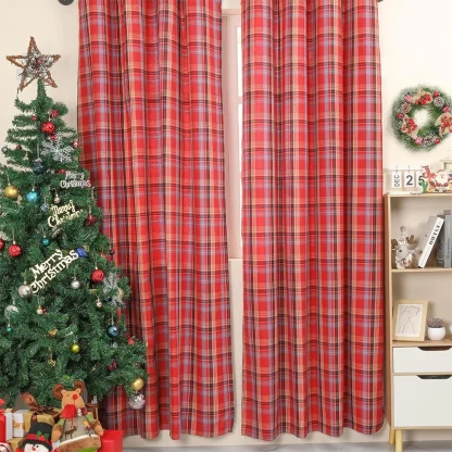 Retro Plaid Curtains for Holidays - Image 2