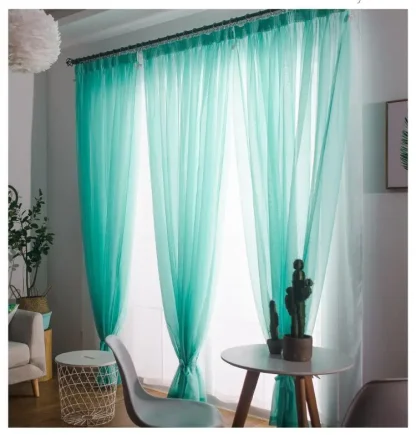 Lightweight Transparent Plain Color Curtains - Image 5