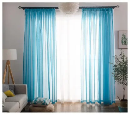 Lightweight Transparent Plain Color Curtains - Image 7