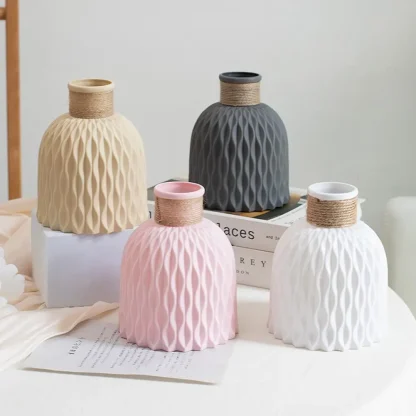 Decorative Rustic Flower Vase with Rope Design - Image 10