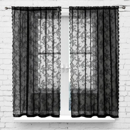 Lacey Curtains with Transparent Design - Image 3