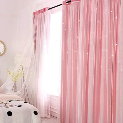 Double Layered Curtains with Hollow Out Star - Image 3
