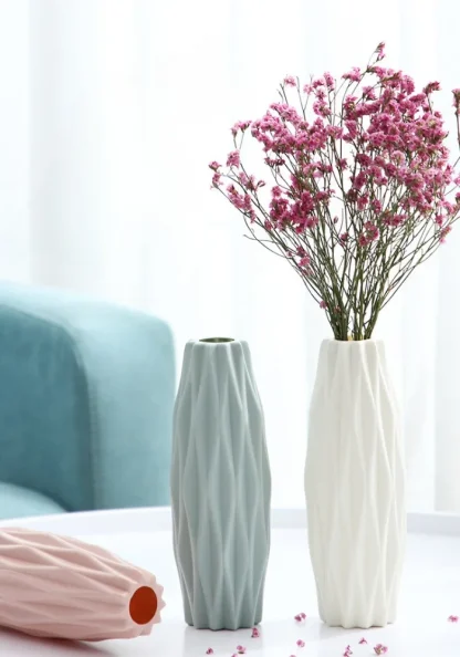 Imitation Ceramic Vase with Geometric Design - Image 3