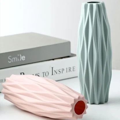 Imitation Ceramic Vase with Geometric Design - Image 2