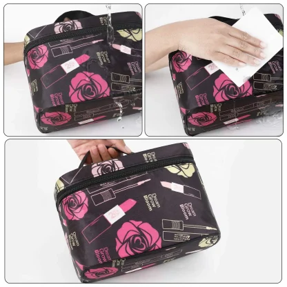 Printed Portable Makeup Bag with Zip - Image 5