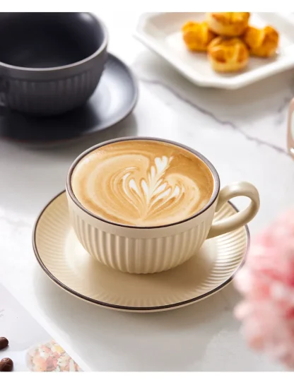Cup and Saucer with Ripple Design - Image 3