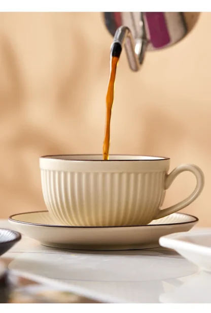 Cup and Saucer with Ripple Design - Image 2