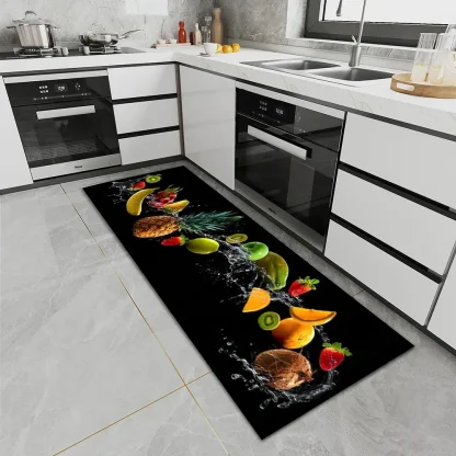 Durable Kitchen Rug with Fruits Design