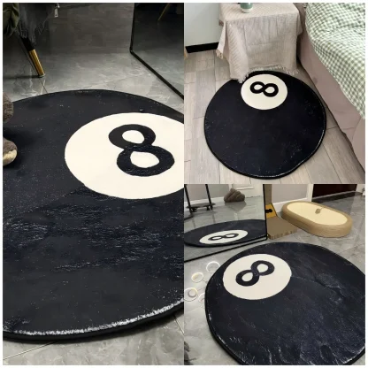 Decorative 8-Ball Black Round Rug - Image 6