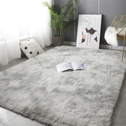 Tie Dye Rugs with Fluffy Faux Fur Design - Image 2