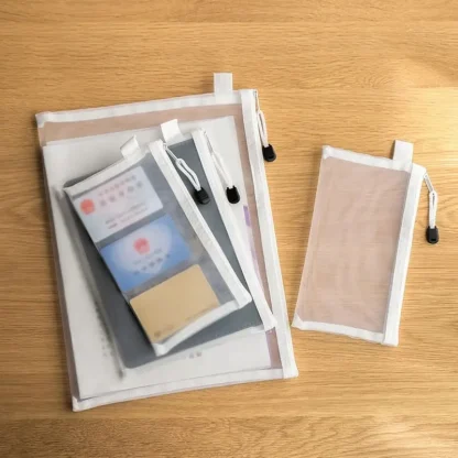 3 Pieces Mesh Zippered Pouch