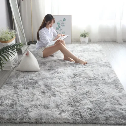 Tie Dye Rugs with Fluffy Faux Fur Design - Image 3