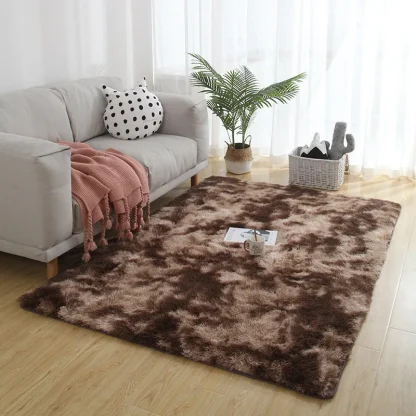Tie Dye Rugs with Fluffy Faux Fur Design