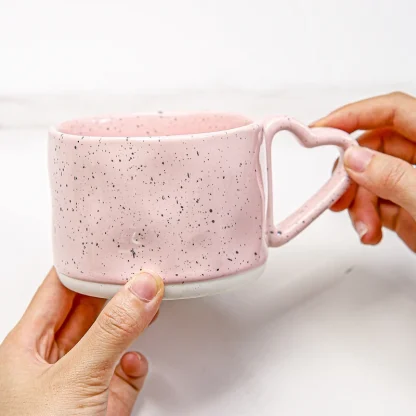 Light Pink Cup with Heart Handle Shape