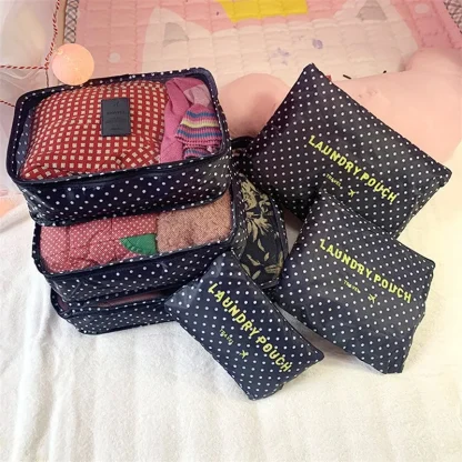 6 Pcs Printed Travel Organizer Set
